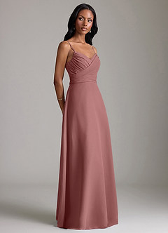 Azazie Kali Brautjungfernkleider Eine Linie Plissee Chiffon Kleid Wüstenrose image3
