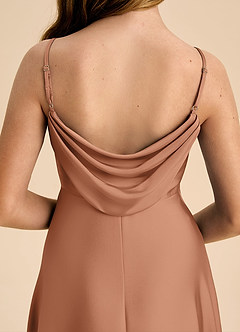 Azazie Bug Junior Robe Trapèze en Satin extensible Plissée Bronze image8