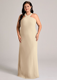 Azazie Doretta Bridesmaid Dresses Champagne Mermaid Pleated Chiffon Dress image6