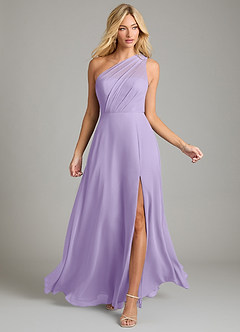 Azazie Phaedra Bridesmaid Dresses Lilac A-Line One Shoulder Chiffon Dress image12