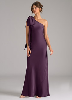 Azazie Capri Brautjungfernkleider Meerjungfrau-Linie One-Shoulder Stretch-Satin Kleid Pflaume image4