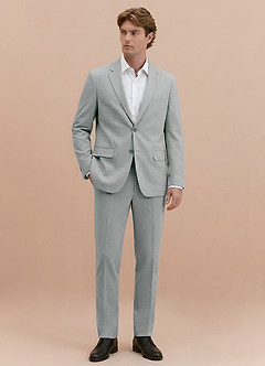 front Miles Light Grey Seersucker Trousers Suit