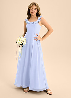 Azazie Callie Junior Abito A-Line in Chiffon Increspato Lavanda image6