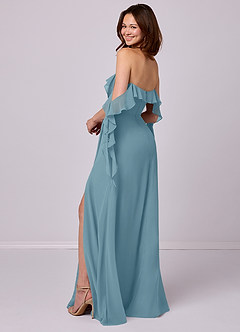 Barbie ♥ Azazie Bridesmaid Dresses Moody Blue A-Line Off the Shoulder Chiffon Convertible Dress image3