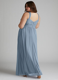 Azazie Hillian At-home Try On Dresses Agave A-Line Halter Pleated Mesh Dress image12