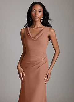 Azazie Linelle Bridesmaid Dresses Bronzer Mermaid Pleated Chiffon Dress image3
