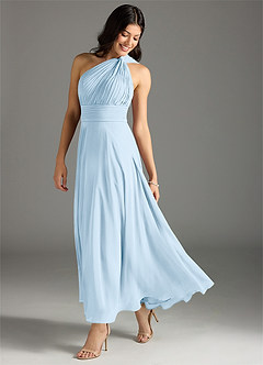Azazie Charlize At-home Try On Dresses Sky Blue A-Line One Shoulder Chiffon Dress image1