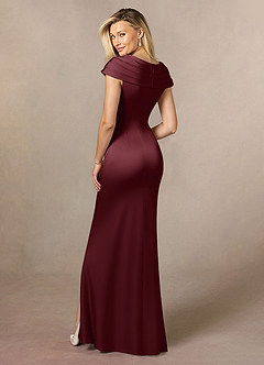 Azazie Anderson Mother of the Bride Dresses Cabernet A-Line Pleated Stretch Satin Dress image5
