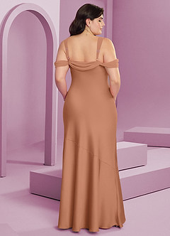 Barbie ♥ Azazie Vestidos de damas de honor Vestido de Bronceador de Satén Elástico de Corte Recto con Plisado image15