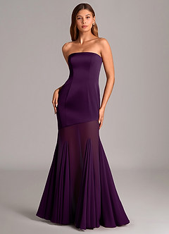 Azazie Uma Bridesmaid Dresses Grape Mermaid Strapless Chiffon Convertible Dress image1
