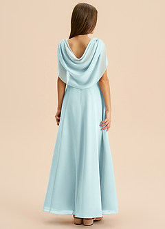 Azazie Lambie Junior Sea Glass A-Line Pleated Chiffon Dress image1