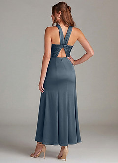 Azazie Rue Bridesmaid Dresses Twilight Mermaid Pleated Stretch Satin Dress image6