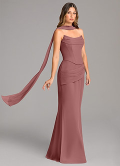 Azazie Sorrel Bridesmaid Dresses Desert Rose Mermaid Corset Chiffon Dress image4