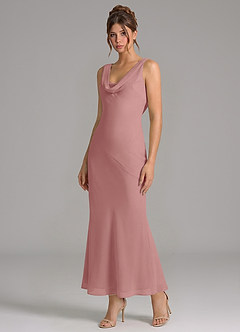 Azazie Rylina 신부 들러리 드레스 인어 주름진 쉬폰 발목 길이 드레스 image4