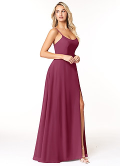 Azazie Moira Bridesmaid Dresses Mulberry A-Line Scoop Chiffon Dress image4