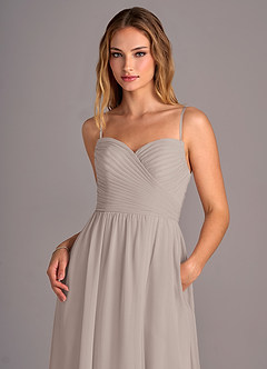 Azazie Joni Brautjungfernkleider Wandelbar A-Linie Schulterfrei Chiffon Kleid Frost image2