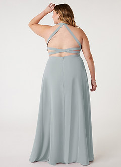 Azazie Clarice Robes de demoiselle d'honneur Robe Trapèze en Mousseline de soie Dos nu Gris Dauphin image9