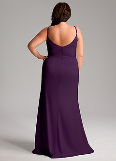 Azazie Deandra Bridesmaid Dresses Grape Mermaid Pleated Stretch Satin Dress image8