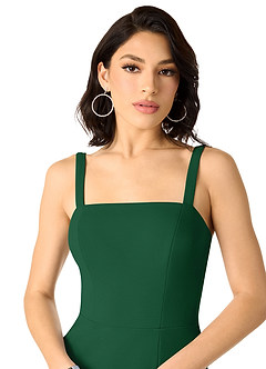 Azazie Gianetta Bridesmaid Dresses Dark Green Mermaid Side Slit Stretch Crepe Dress image4