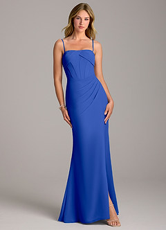 Azazie Chantel Abiti da Damigella Abito Convertibile Tubino in Chiffon Senza Cinturino Blu Reale image4