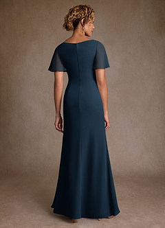 Azazie Suffolk Mother of the Bride Dresses Dark Navy A-Line Pleated Chiffon Dress image3