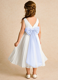 Azazie Margot Blumenmädchenkleider A-Linie Plissee Chiffon Kleid Elfenbein Lavendel image5