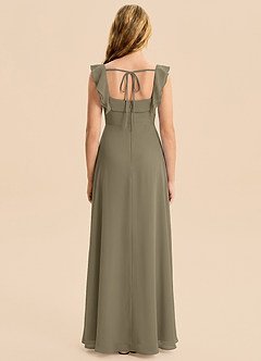Azazie Nori Junior Willow Green A-Line Ruched Chiffon Dress image2