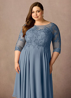 Azazie Marge Brudens mor kjoler A-Line Scoop Blonde Chiffon Te-længde Kjole image11