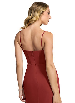 Azazie Zia Bridesmaid Dresses Rust Sheath Side Slit Chiffon Convertible Dress image7