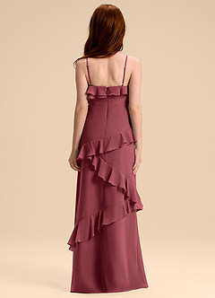 Azazie Evara Junior Abito A-Line in Chiffon Merlot image2