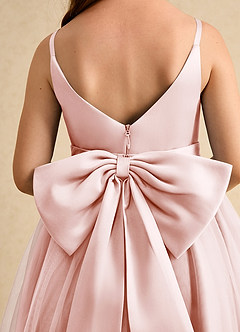 Azazie Patootie Flower Girl Dresses Blushing Pink A-Line Spaghetti Strap Tulle Dress image6