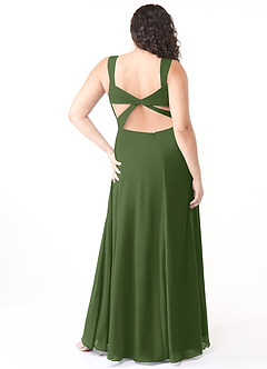 Azazie Nahrin Abiti da Damigella Abito A-Line in Chiffon con Scollo a V a Pieghe Oliva image8