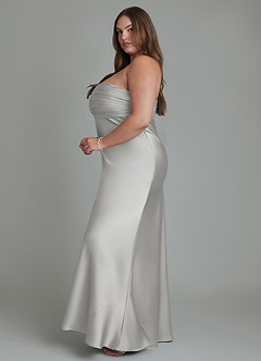 Azazie Saylor Bridesmaid Dresses Silver Mermaid Strapless Stretch Satin Dress image14