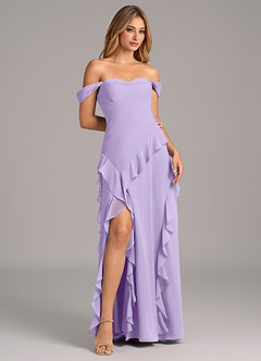 Azazie Sloane Bridesmaid Dresses Lilac A-Line Sweetheart Neckline Chiffon Dress image4