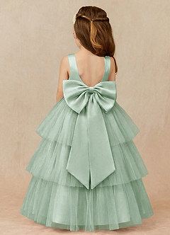 Azazie Margie Robe Demoiselle D'honneur Fillette Robe Trapèze en Tulle Arc Agave image1