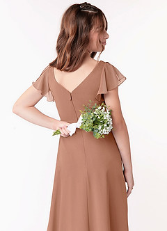 Azazie Omari Junior A-Linie Gestreift Chiffon Kleid Champagner Rosa image3