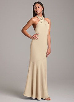 Azazie Lorena Brautjungfernkleider Meerjungfrau-Linie Plissee Chiffon Kleid Champagner image5