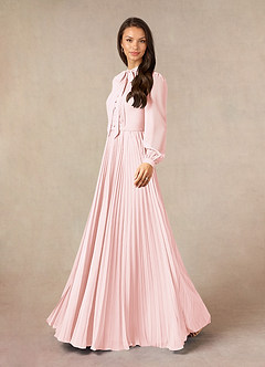 Azazie Adellah Mother of the Bride Dresses Blushing Pink A-Line Pleated Chiffon Dress image2