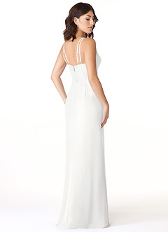 Azazie Leo Bridesmaid Dresses White Mermaid V-Neck Pleated Chiffon Dress image4