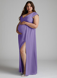 Azazie Allessia Maternity Bridesmaid Dresses A-Line Pleated Stretch Satin Floor-Length Dress image8