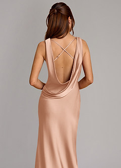 Azazie Cheryl Robes de demoiselle d'honneur Robe Sirène en Satin extensible Or Rose image2