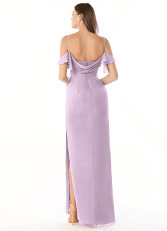 Azazie Emeralda Bridesmaid Dresses Frosted Lilac Sheath Off the Shoulder Chiffon Dress image2
