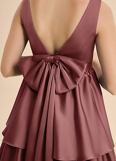 Azazie Meadowyn Junior Amethyst A-Line Bow Stretch Satin Dress image7