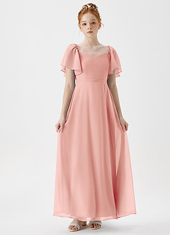 Azazie Chloe Junior Rosette A-Line Sweetheart Neckline Chiffon Dress image1