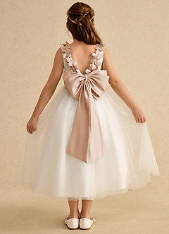 Azazie Lilli Flower Girl Dresses Ivory English Rose A-Line Bow Tulle Dress image2