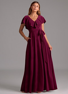 Azazie Lainey Robes de demoiselle d'honneur Robe Trapèze en velours Rayé Cabernet image4