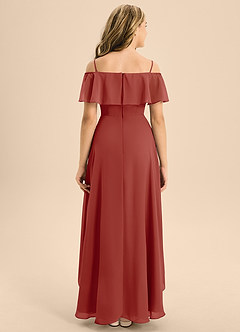 Azazie Maggie Junior Terracotta A-Line Off the Shoulder Chiffon Dress image2