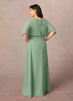 Azazie Oksana Mère de la mariée Robes Robe Trapèze en Mousseline de soie Col en V plissé Matcha image9