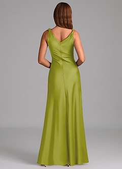 Azazie Nerine Bridesmaid Dresses Lemongrass A-Line Pleated Stretch Satin Dress image5