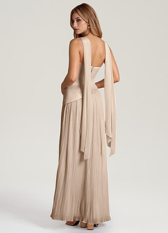 Azazie Tierney Brautjungfernkleider Wandelbar A-Linie Schulterfrei Chiffon Kleid Taupe image4